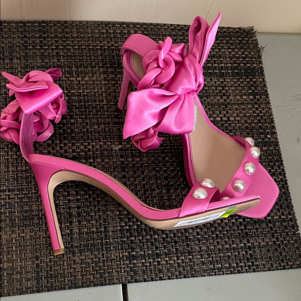 Gianni Bini X Jess Southern pink pearl Bow Dress Heeled Sandals - Picture 4 of 6